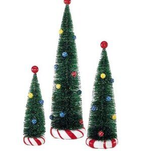 Department 56 Village Peppermint Trees Set Of 3 Retired Bottle Brush Christmas